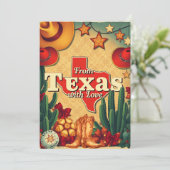  retro kerst uit texas met liefde feestdagenkaart (Staand voorkant)