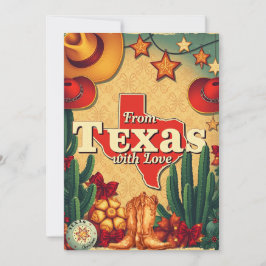 retro kerst uit texas met liefde feestdagenkaart