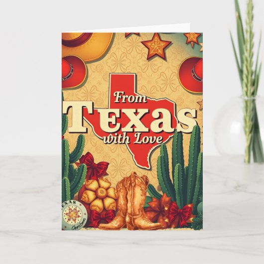 retro kerst uit texas met liefde kaart (Voorkant)