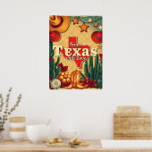 retro kerst uit texas met liefde poster (Keuken)