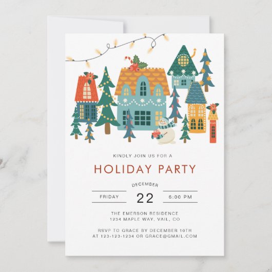 Retro Kerst Vakantie Party uitnodiging (Voorkant)