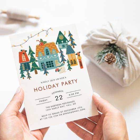 Retro Kerst Vakantie Party uitnodiging