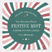 Retro Kerst Vakantie Product Label Rood & Groen (Voorkant)