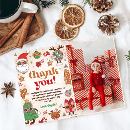 Retro kerst verjaardagsfeestje foto bedankkaart