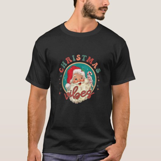 Retro Kerst Vibes Sinterklaas Vrolijk Kerstfeest T-shirt (Voorkant)