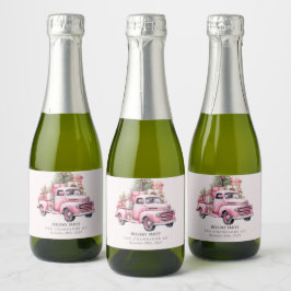Retro Kerst Vrachtwagen Mini Champagne Labels Sparkling Wijnetiket