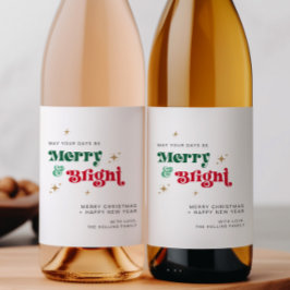 Retro Kerst Wijnfles Etiket Drink Cadeaulabel