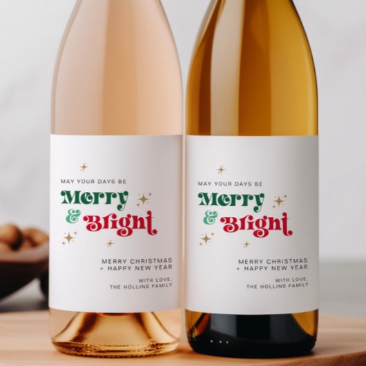 Retro Kerst Wijnfles Etiket Drink Cadeaulabel