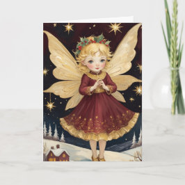  Retro Kerst Winter Fairy Custom Text Kaart