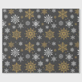 Retro Kerst Wit en Goud Sneeuwvlok  Cadeaupapier (Vlak)