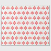 Retro Kerst Wit en Rood Sneeuwvlokken  Cadeaupapier (Vlak)