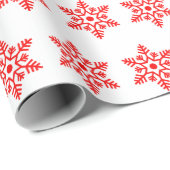 Retro Kerst Wit en Rood Sneeuwvlokken  Cadeaupapier (Rol Hoek)