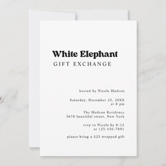 Retro Kerst Witte Olifant Gift Exchange Kaart (Voorkant)