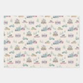 Retro Kerst Wrapping Papier Flat Sheet Set van 3 Inpakpapier Vel (Voorkant)