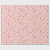 Retro Kerst Wrapping Papier jaren 1950 Sterren op  (Vlak)