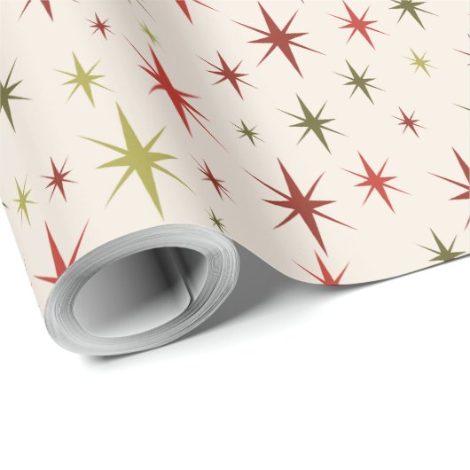 Retro Kerst Wrapping Papier jaren 50 Sterren (Rol Hoek)