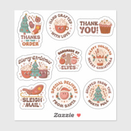 Retro Kerst Zakelijke verpakking stickers