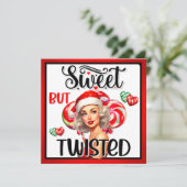 Retro Kerst Zoet Op Twisted Pinup Feestdagenkaart (Staand voorkant)