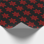 Retro Kerst Zwart en Rood Sneeuwvlokken  Cadeaupapier (Hoek)