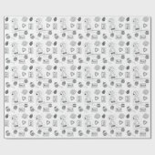 Retro Kerst Zwart & Wit Gepersonaliseerde Kinderen Cadeaupapier (Vlak)