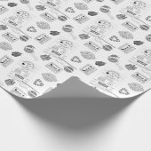 Retro Kerst Zwart & Wit Gepersonaliseerde Kinderen Cadeaupapier (Hoek)