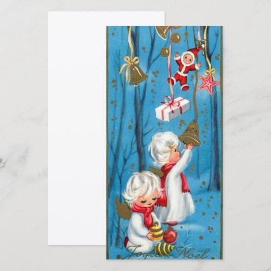  Retro KerstAngels Joyful Noel Feestdagenkaart (Voorkant / Achterkant)