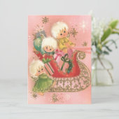  Retro-kerstangels over de Slaapvakantie Feestdagenkaart (Staand voorkant)