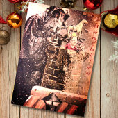 Retro  kerstavond op het dak feestdagenkaart