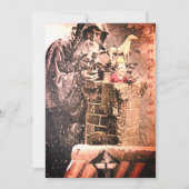 Retro  kerstavond op het dak feestdagenkaart (Voorkant)