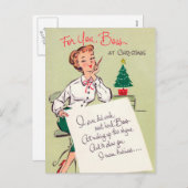 retro kerstbaas vrouw briefkaart (Voorkant / Achterkant)