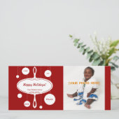 Retro Kerstbal Foto & Feestkaart Feestdagenkaart (Staand voorkant)