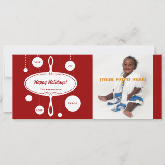 Retro Kerstbal Foto & Feestkaart Feestdagenkaart