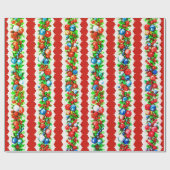  retro kerstbal Garland Stripe Cadeaupapier (Vlak)