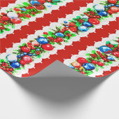  retro kerstbal Garland Stripe Cadeaupapier (Hoek)