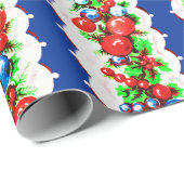  retro kerstbal Garland Stripe Cadeaupapier (Rol Hoek)