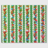 retro kerstbal Garland Stripe Cadeaupapier (Vlak)