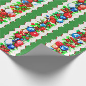 retro kerstbal Garland Stripe Cadeaupapier (Hoek)