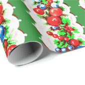 retro kerstbal Garland Stripe Cadeaupapier (Rol Hoek)