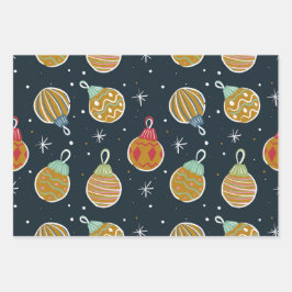 Retro Kerstbal Inpakpapier Vel
