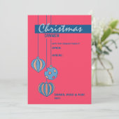 Retro Kerstbal rode diner Uitnodiging (Staand voorkant)
