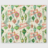 Retro Kerstbal Vreugde Cadeaupapier (Vlak)