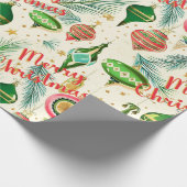 Retro Kerstbal Vreugde Cadeaupapier (Hoek)