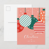 Retro Kerstballen - Klassieke Kerstsfeer Feestdagenkaart (Voorkant / Achterkant)