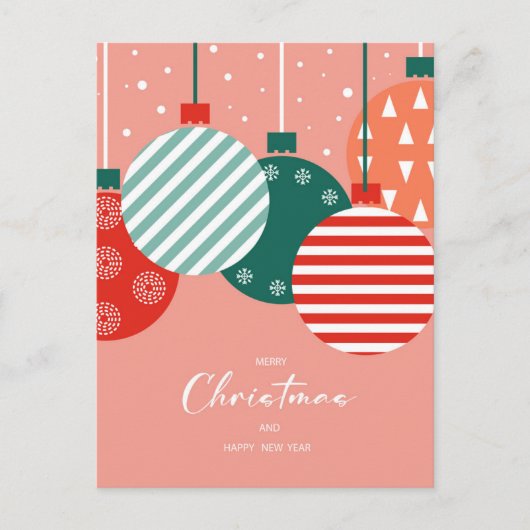 Retro Kerstballen - Klassieke Kerstsfeer Feestdagenkaart (Voorkant)