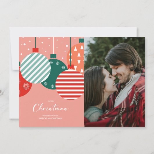 Retro kerstballen - klassieke vakantie charme feestdagenkaart (Voorkant)