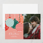 Retro kerstballen - klassieke vakantie charme feestdagenkaart (Voorkant / Achterkant)