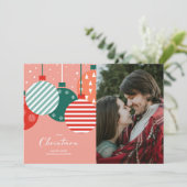 Retro kerstballen - klassieke vakantie charme feestdagenkaart (Staand voorkant)