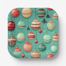 Retro Kerstballen Klein Papieren Bordje