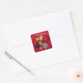 RETRO KERSTBALLEN PRETTIG KERSTFEES VIERKANTE STICKER (Envelop)