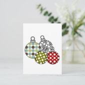 Retro kerstballen T-shirts en cadeaus Feestdagenkaart (Staand voorkant)